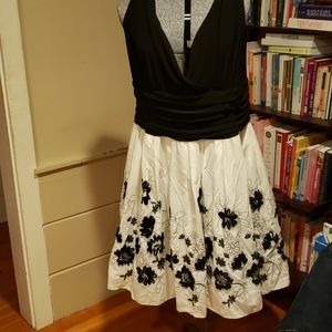 Black and white embroidered dress